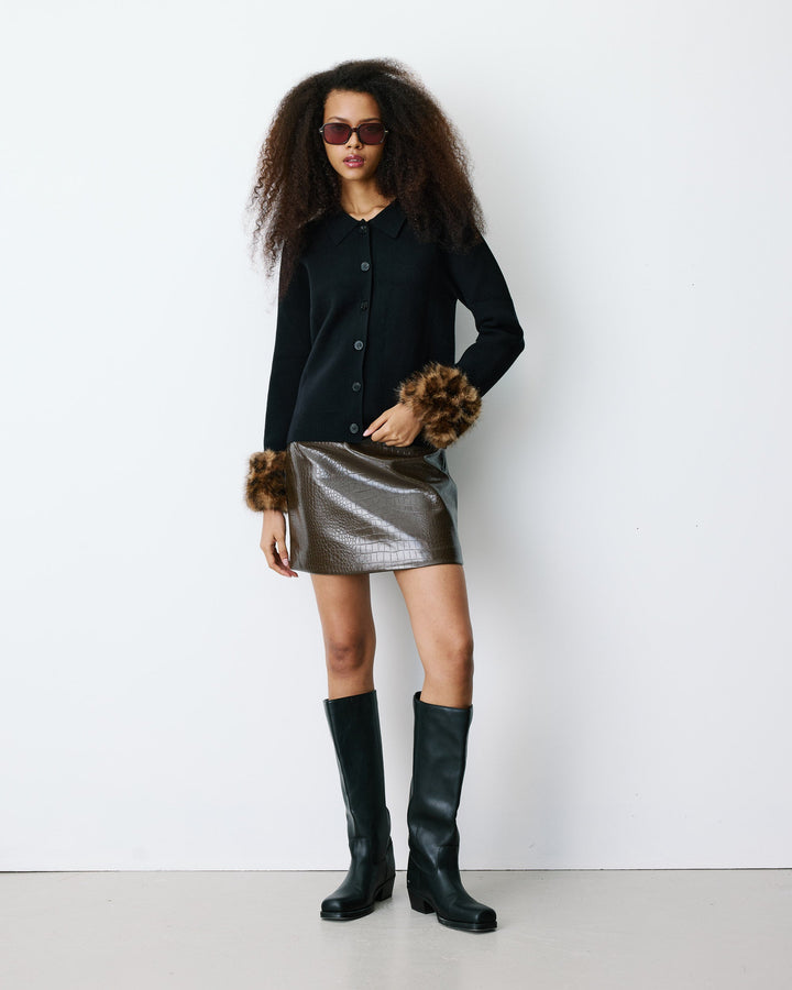 Grace&Mila - Faux leather mini skirt Betty-voorzijde