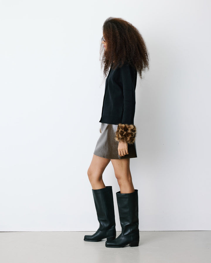 Grace&Mila - Faux leather mini skirt Betty-achteraanzicht