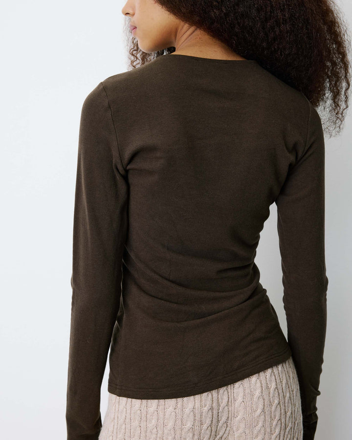 Grace&Mila - Long-sleeve draped top Bijou-achteraanzicht