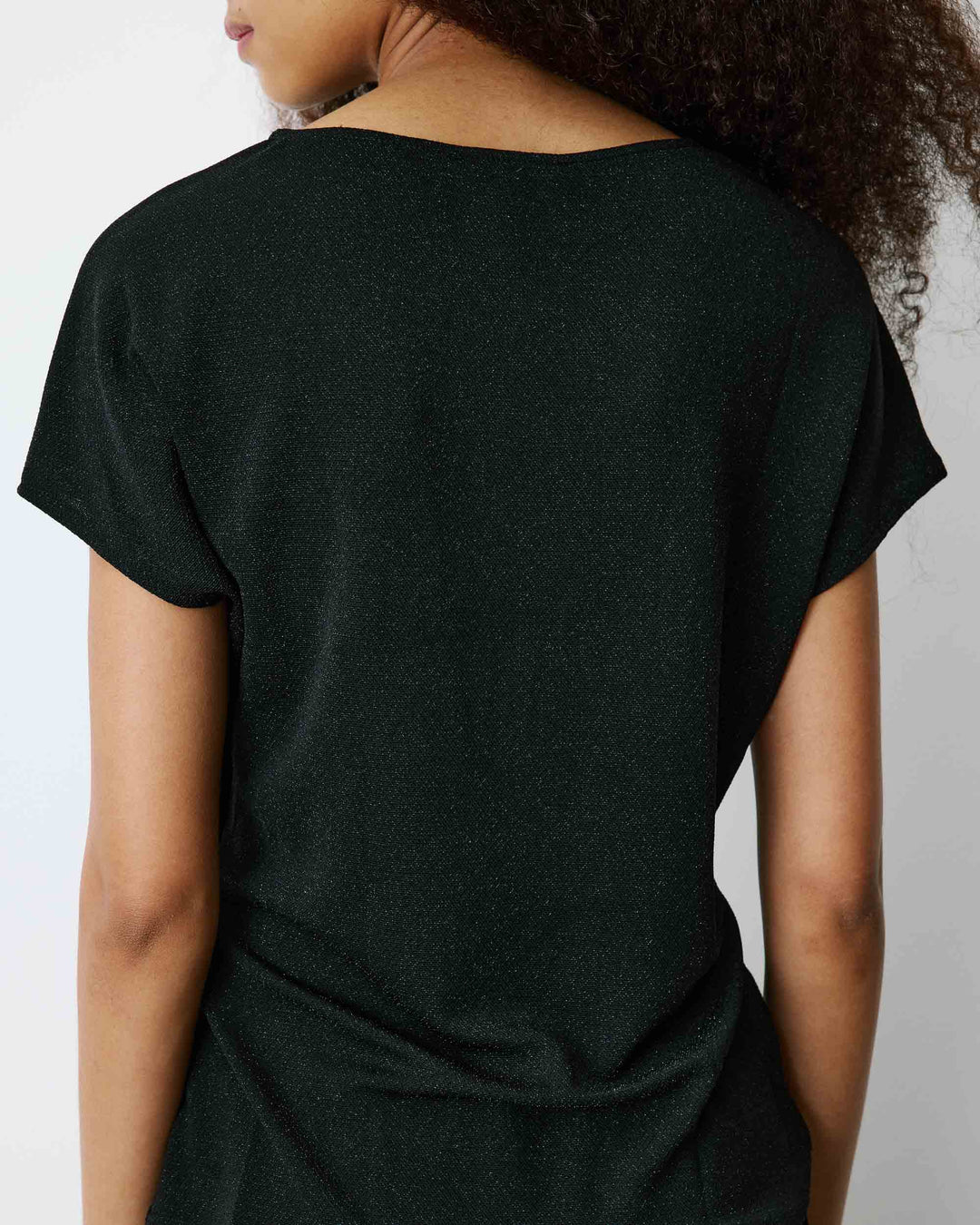 Grace&Mila - Short-sleeve draped lurex jersey top Baly-voorkant
