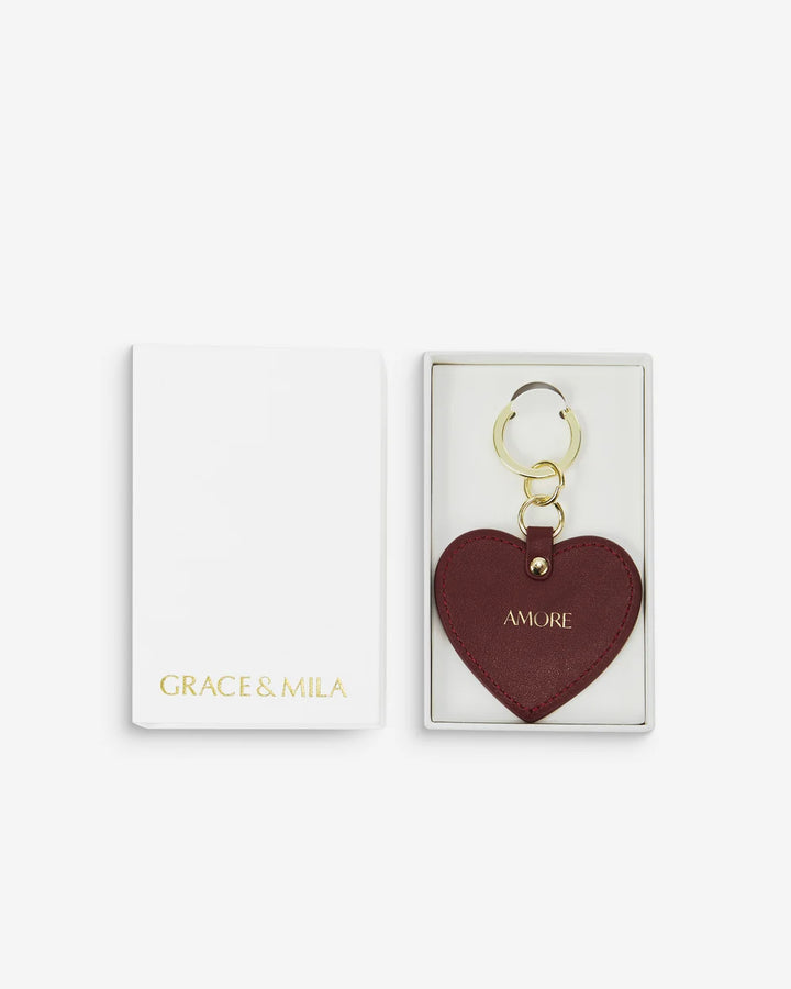 Grace&Mila - Leather heart keyring-bovenaanzicht