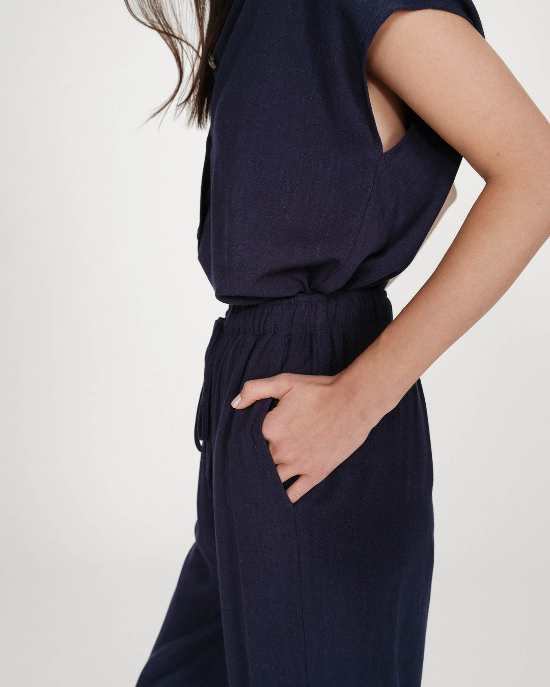 Grace&Mila - Raven wide-leg linen pants-detailfoto zijkant
