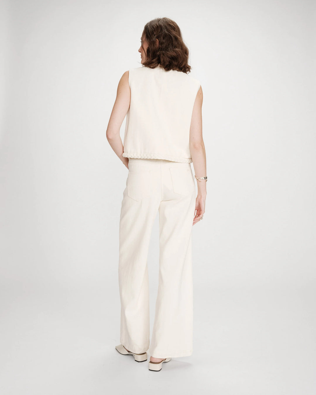 Grace&Mila - Sleeveless jacket ecru Verona-achteraanzicht