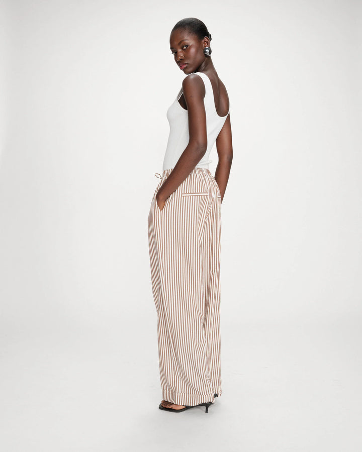 Grace&Mila - Striped pants mocha Volute-zijaanzicht