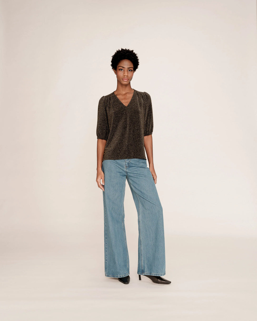 Grace&Mila - Timide Lurex Top-vooraanzicht