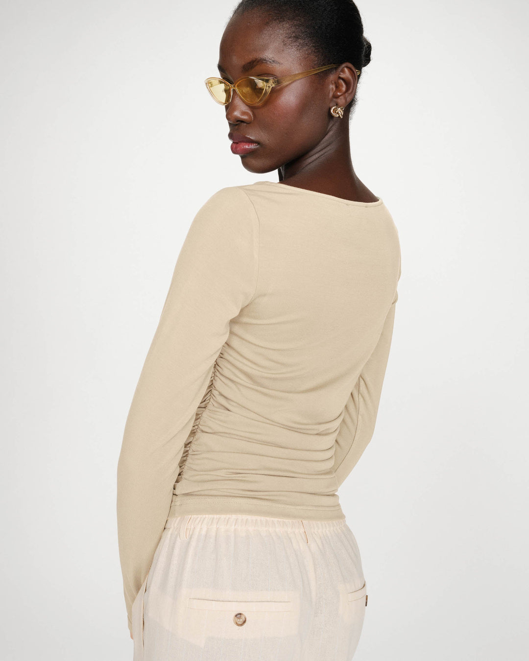 Grace&Mila - Valeda Draped long-sleeve top-achterzijde
