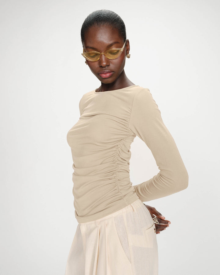 Grace&Mila - Valeda Draped long-sleeve top-zijaanzicht