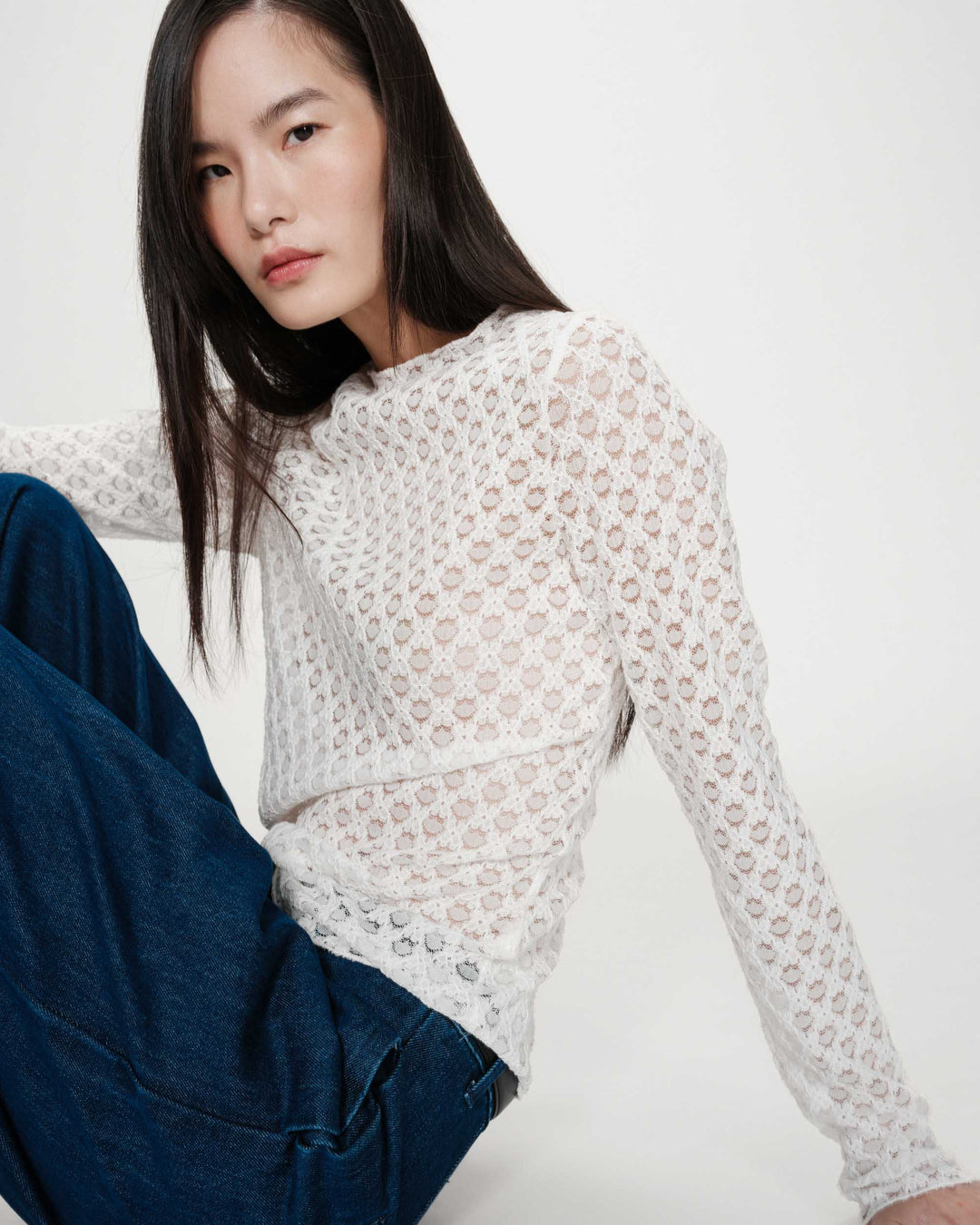 Grace&Mila - Valmy long sleeve lace top-zijaanzicht