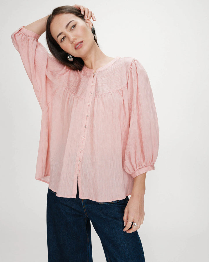Grace&Mila - Vanille Balloon-sleeve blouse-vooraanzicht