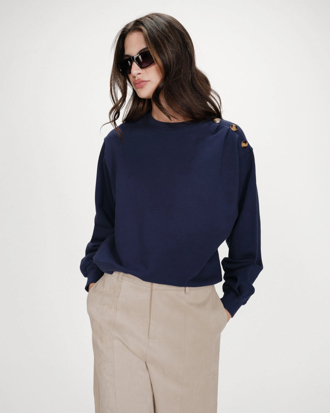 Grace&Mila - Vonan buttoned sweatshirt-vooraanzicht