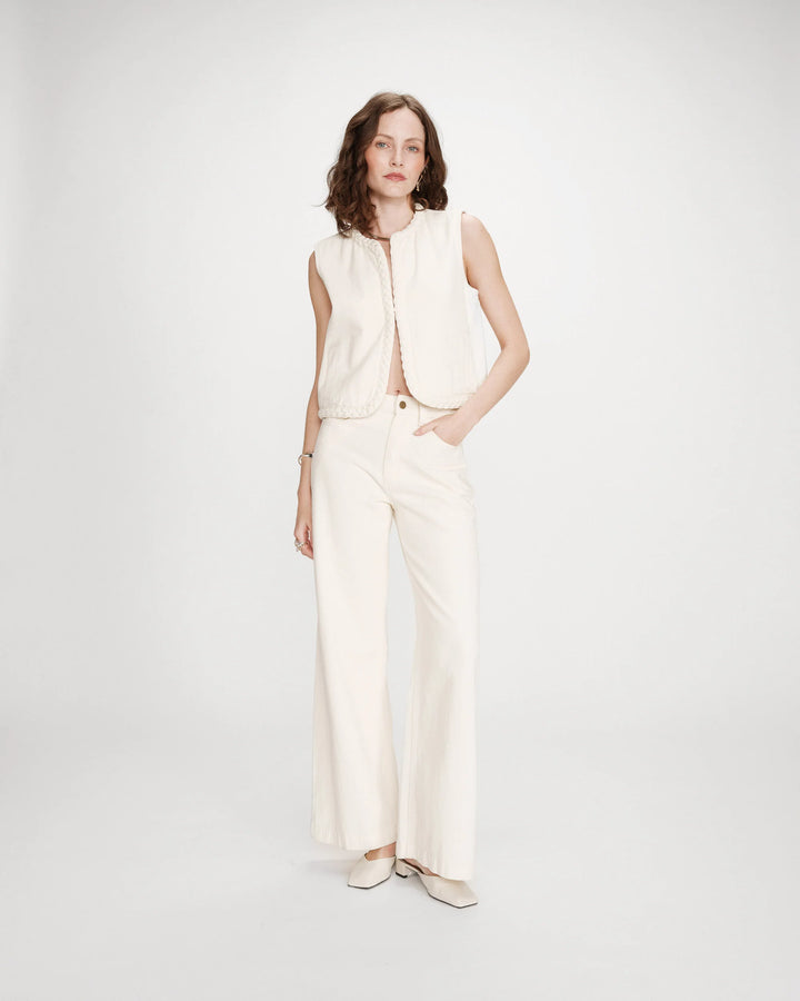 Grace&Mila - Wide-leg jeans ecru Jaden-vooraanzicht