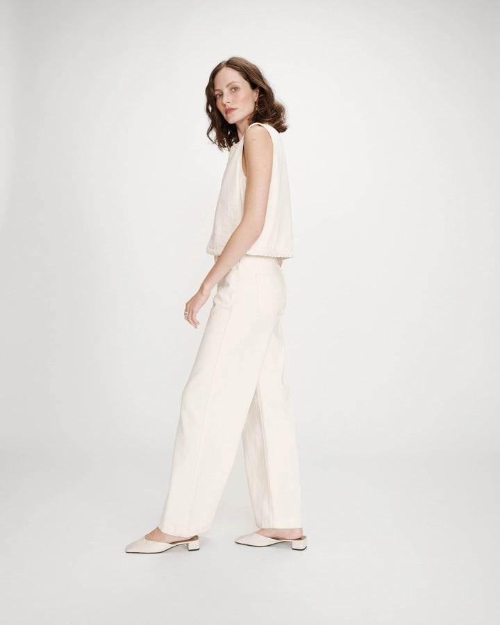 Grace&Mila - Wide-leg jeans ecru Jaden-zijaanzicht