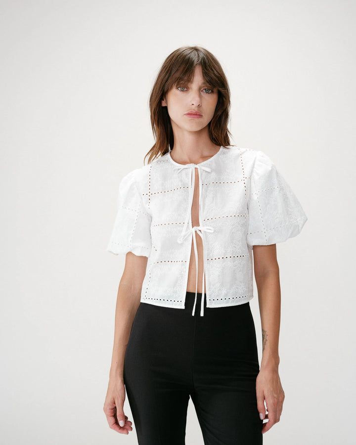 Grace&Mila - balloon-sleeve blouse WYLETTE-voorzijde