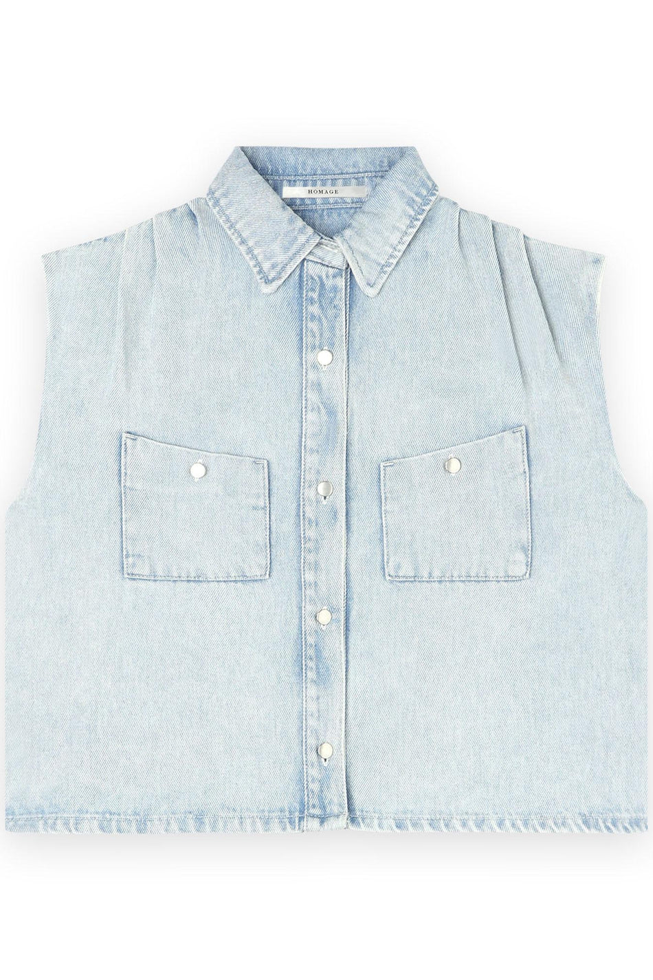 Homage -Sleeveless Denim Blouse With Pleats-packshot