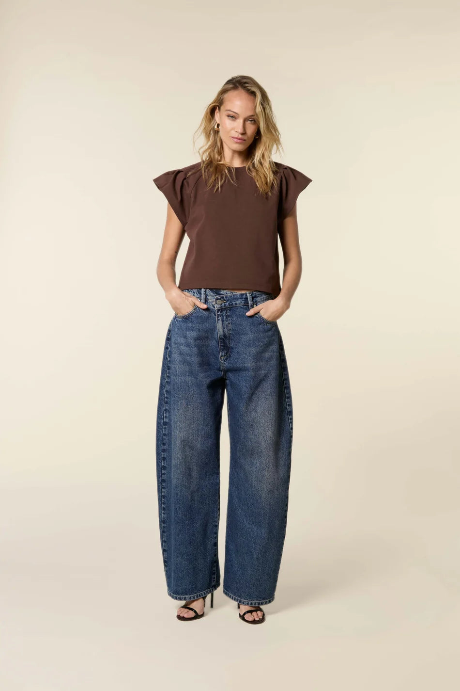 Homage - Dean Curved Baggy Jeans With Slanted Fly-vooraanzicht