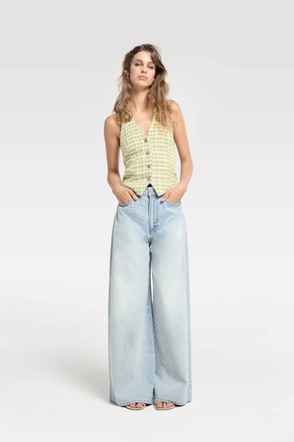 Homage - Extra Wide Leg Jeans With Cord-aanfoto