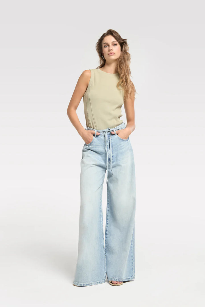 Homage - Extra Wide Leg Jeans With Cord-vooraanzicht
