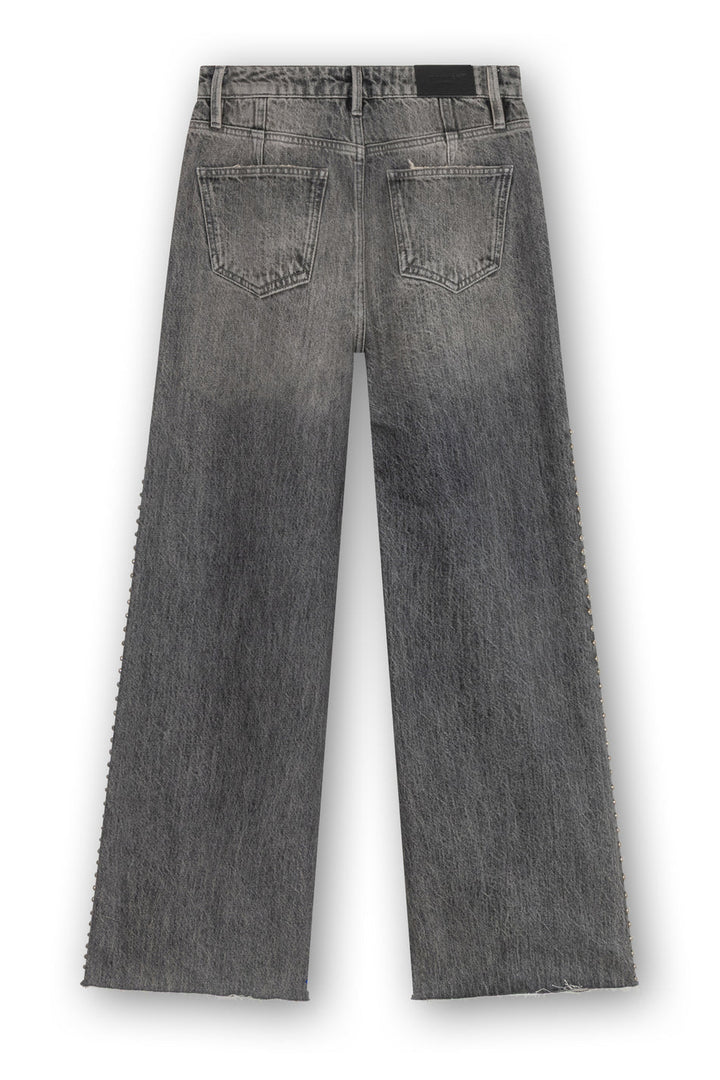 Homage - Mid Waist Straight Leg Jeans With Studs-achteraanzicht