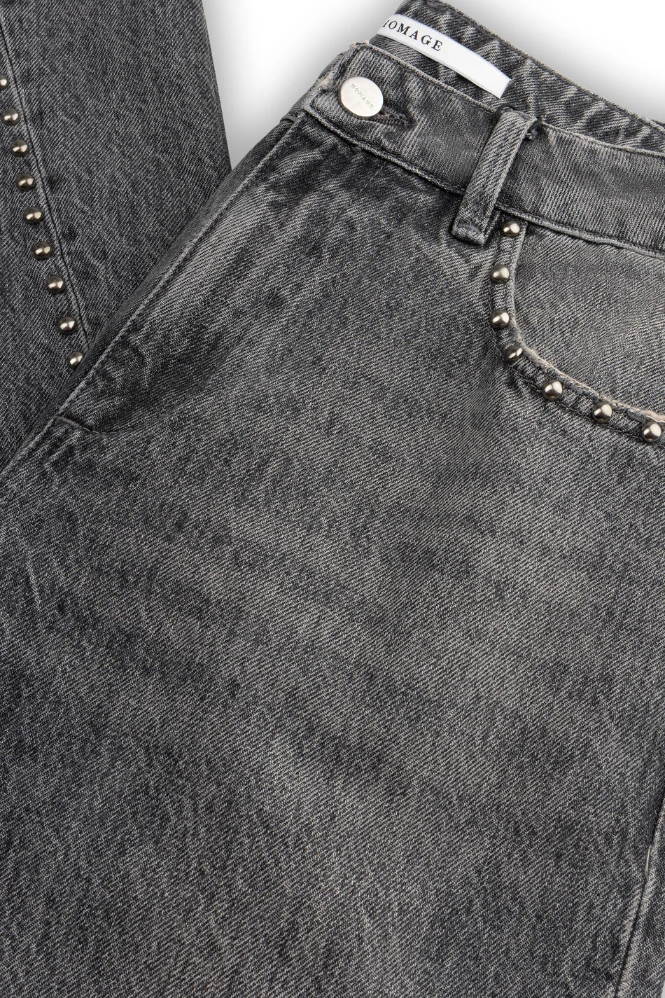 Homage - Mid Waist Straight Leg Jeans With Studs-detailfoto
