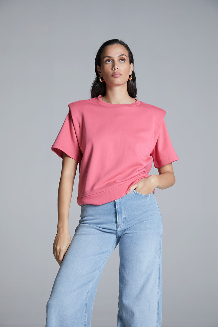 Homage - Short Sleeved Sweater With Shoulder Detail