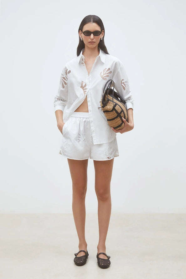 Suncoo - Bosco Embroidered poplin shorts-vooraanzicht