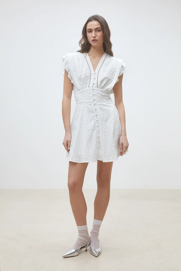 Suncoo - Cybille Short Embroidered Cotton Dress-vooraanzicht