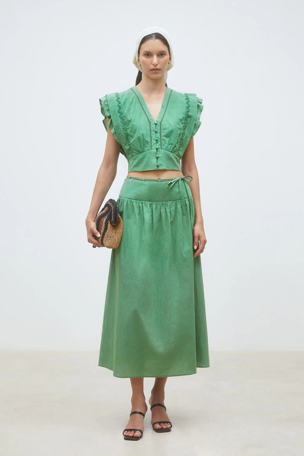 Suncoo - Freya Poplin midi skirt-vooraanzicht