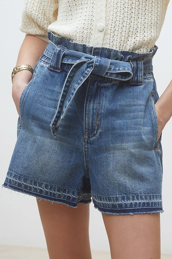 Suncoo - Kiki Paper bag denim shorts-vooraanzicht