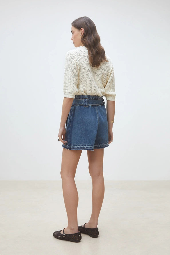 Suncoo - Kiki Paper bag denim shorts-zijaanzicht