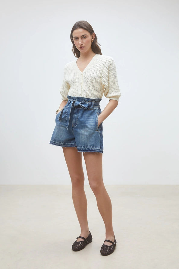 Suncoo - Kiki Paper bag denim shorts-aanfoto