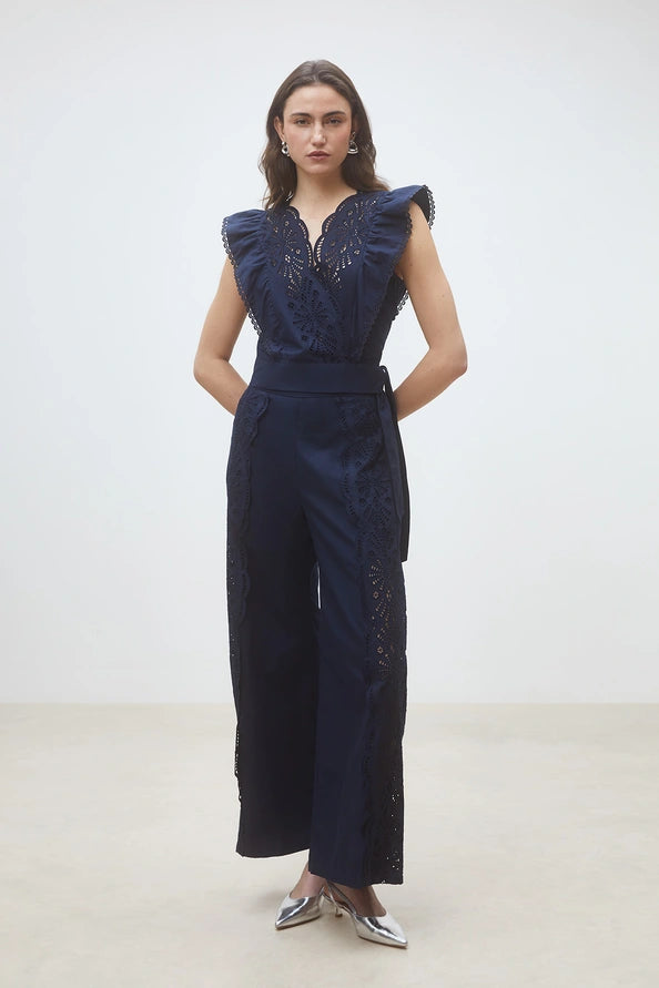 Suncoo - Lila Embroidered sleeveless blouse-vooraanzicht