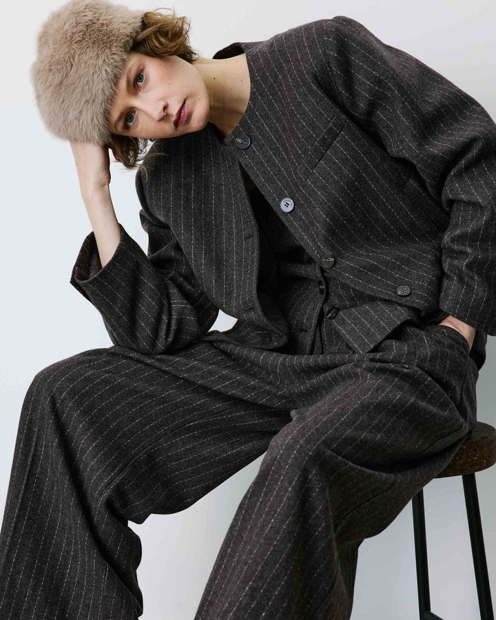 Grace&Mila - Wool blend pinstripe blazer Bruna-vooraanzicht